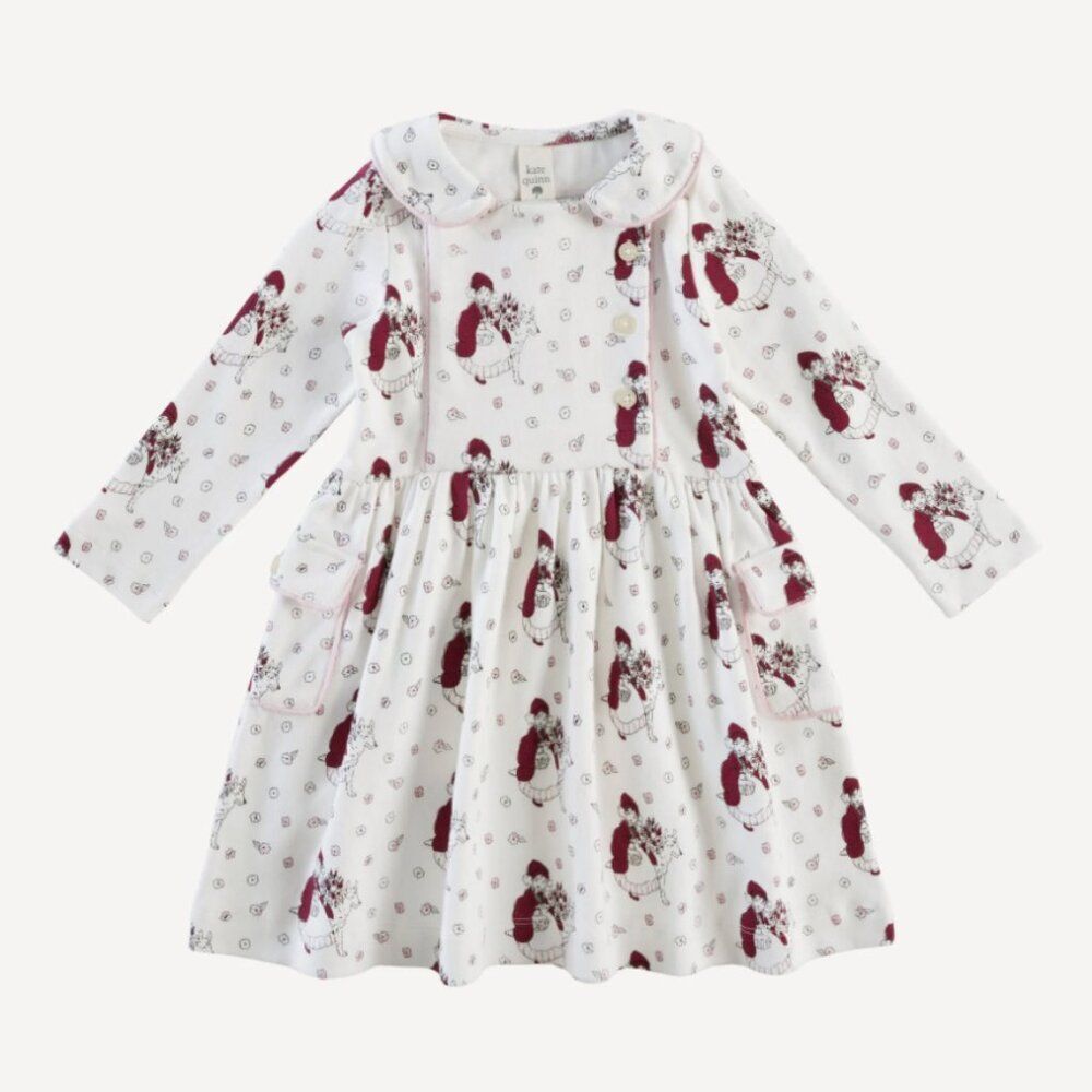 NWT Kate Quinn LS Little Red Riding Hood Pan Collar Apron Dress Size 12-18M